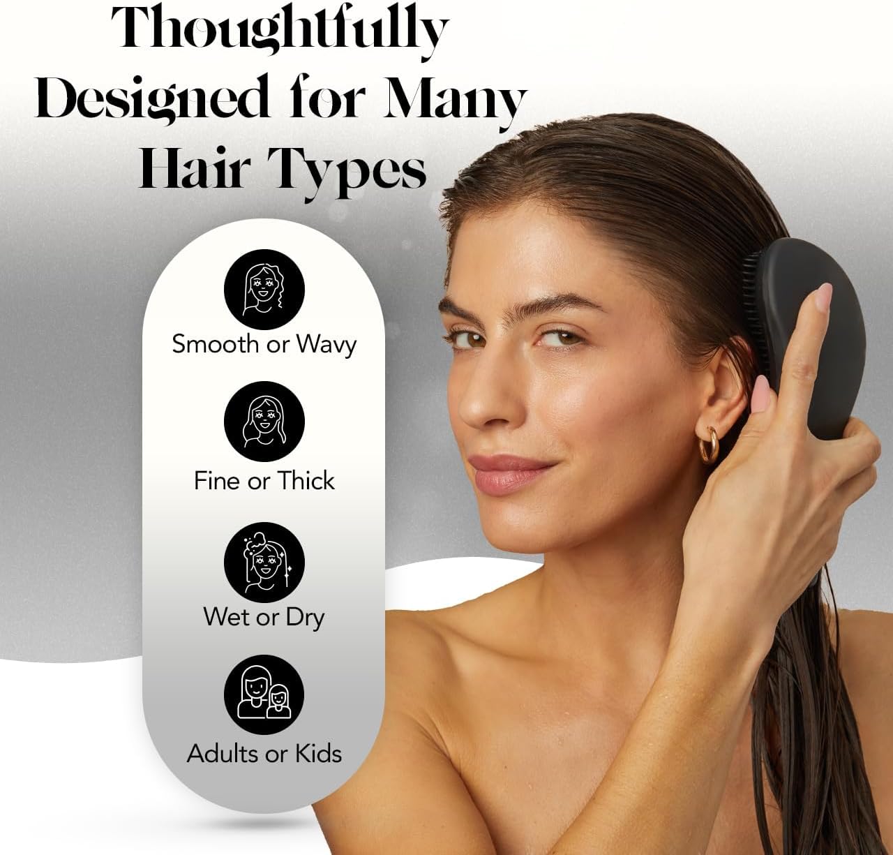 Kitsch Detangler Brush dry hair detangling with scalp massage in one pass.