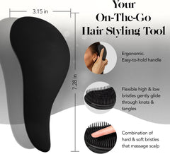 Kitsch Detangler Brush flexible bristles glide through knots on all hair types.