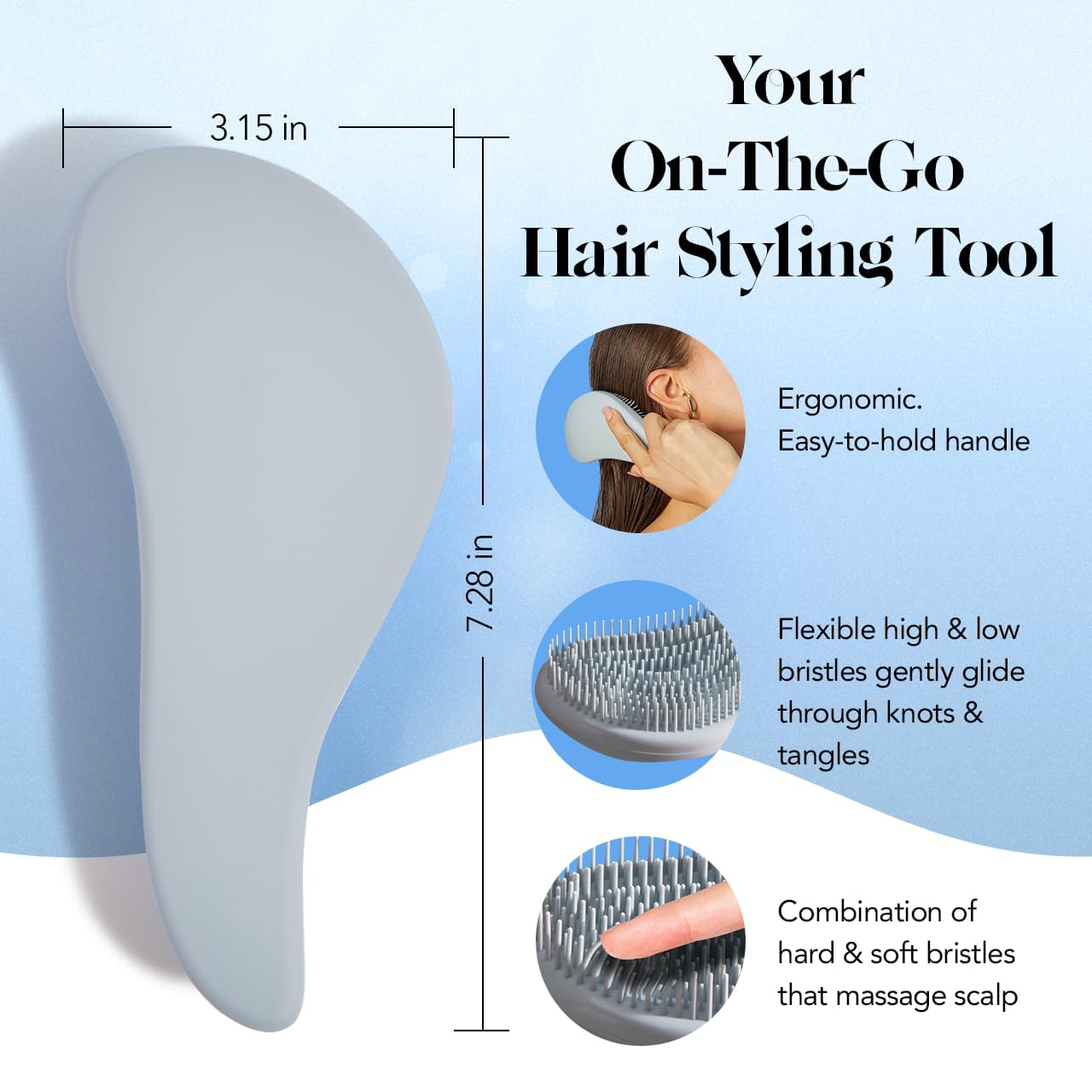 Kitsch Detangler Brush delivers quick detangling with fewer strokes.