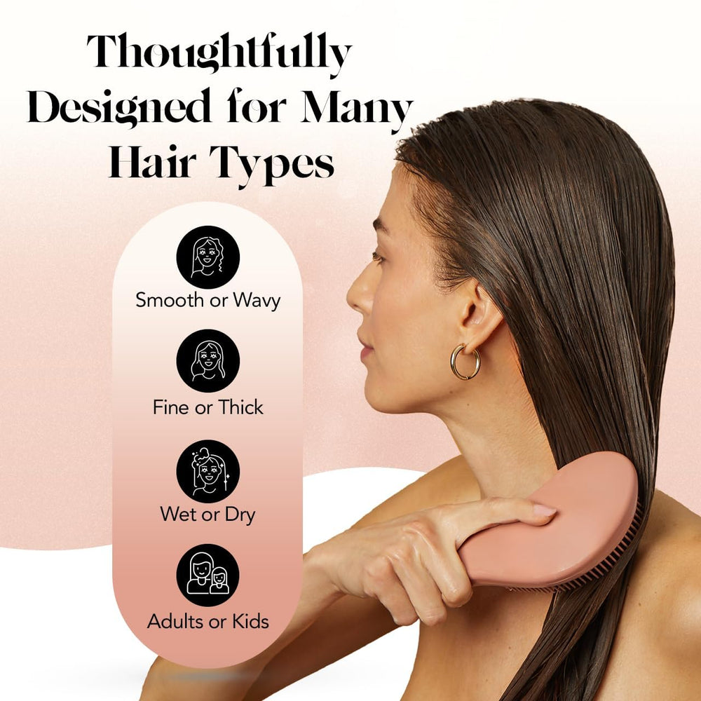 Kitsch Detangler Brush provides scalp massage during brushing.