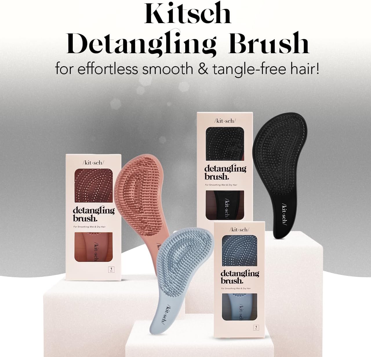 Kitsch Detangler Brush sleek compact design for on-the-go touch-ups.