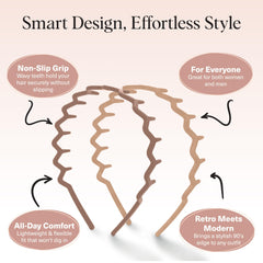 Kitsch diadema Zig Zag estilo noventero para looks rápidos y elegantes.