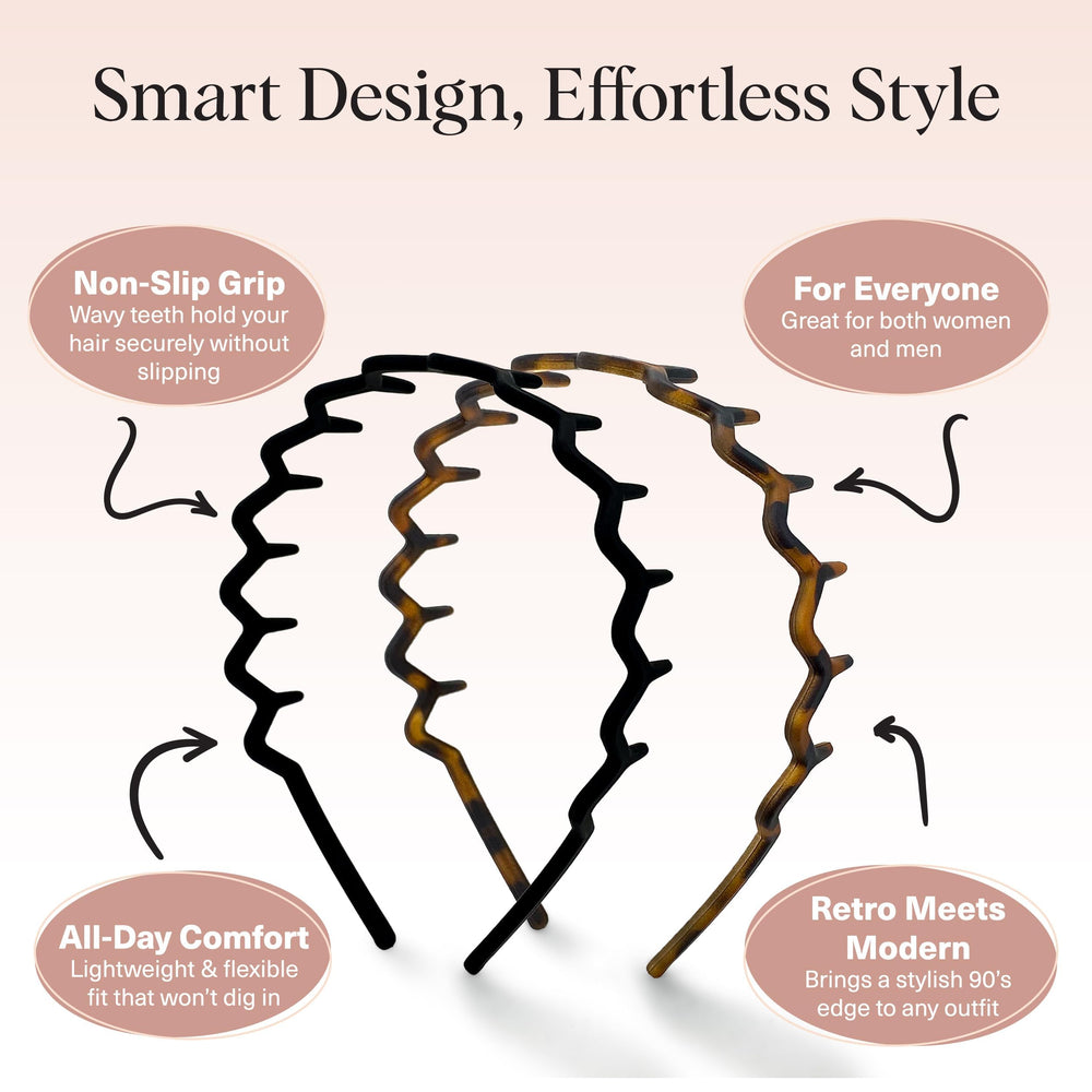 Kitsch diadema zigzag ondulada realza volumen suave para looks diarios.