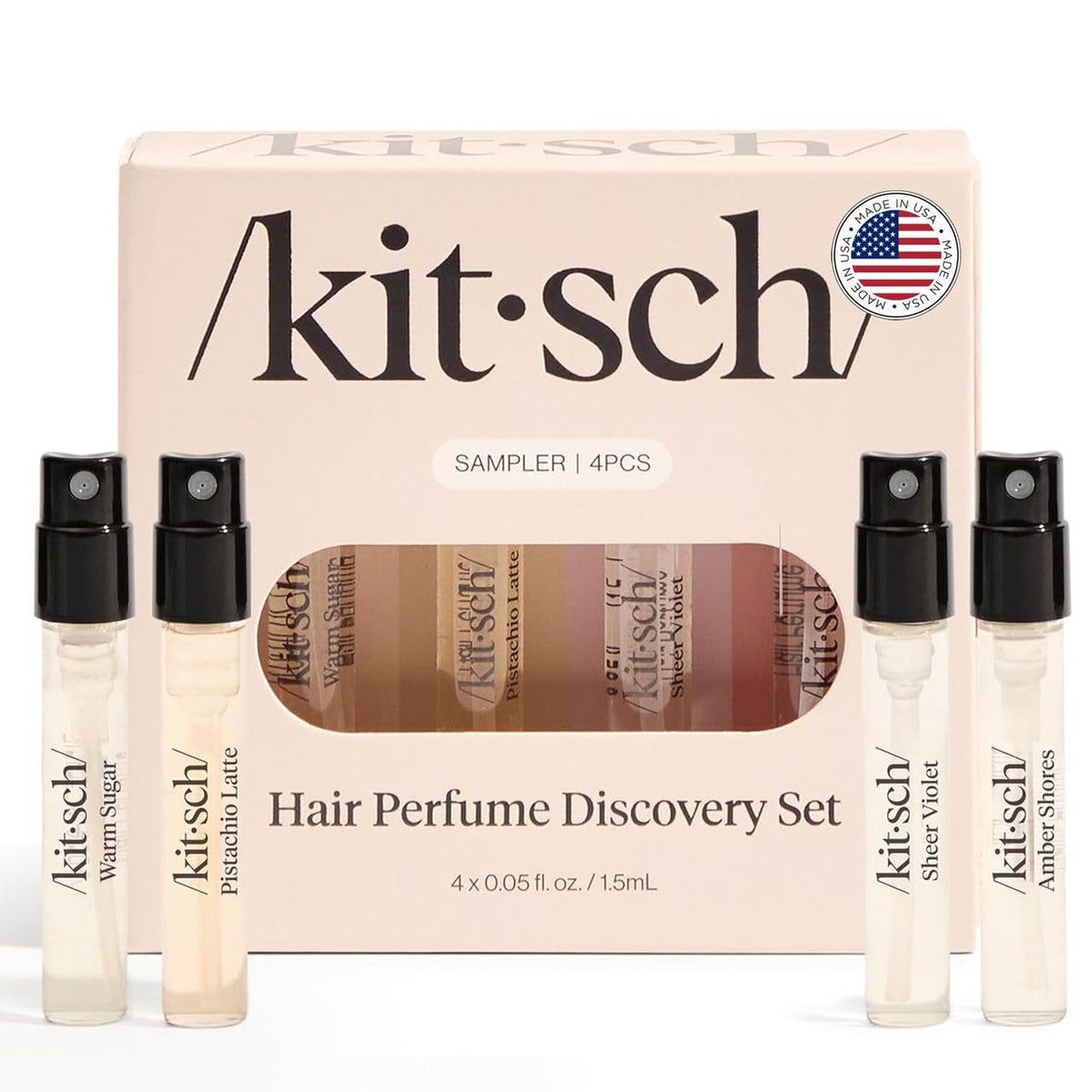 Kitsch Hair Perfume Discovery Set Warm Sugar 1.5ml bottle for on-the-go scent refresh.