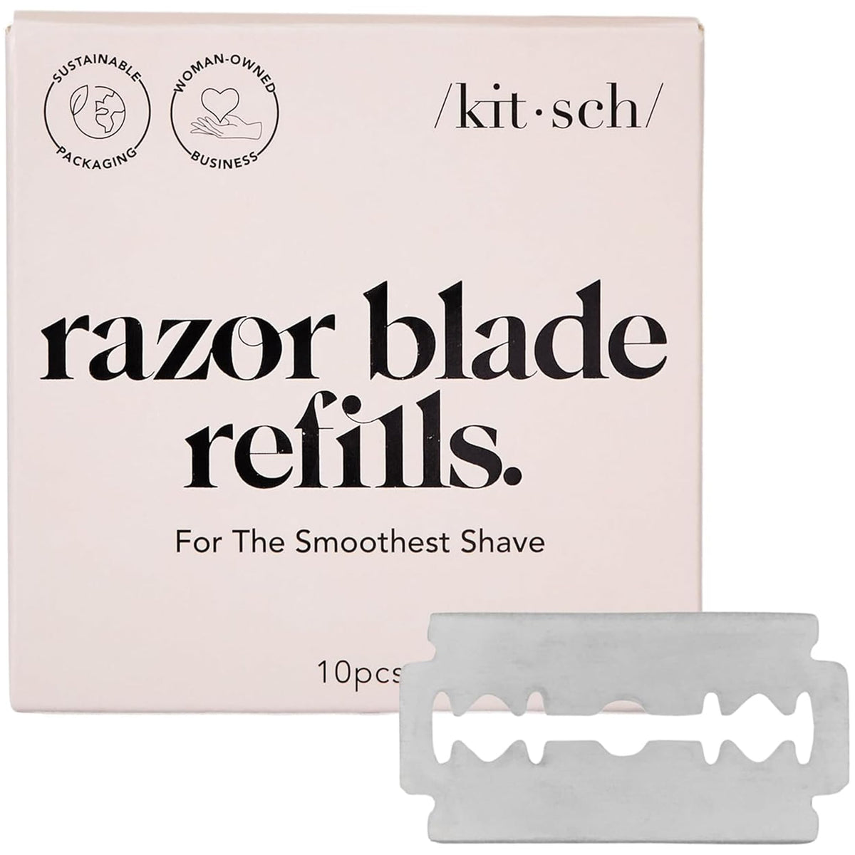 Kitsch double-edge razor blades refills for a smooth, irritation-minimizing shave.