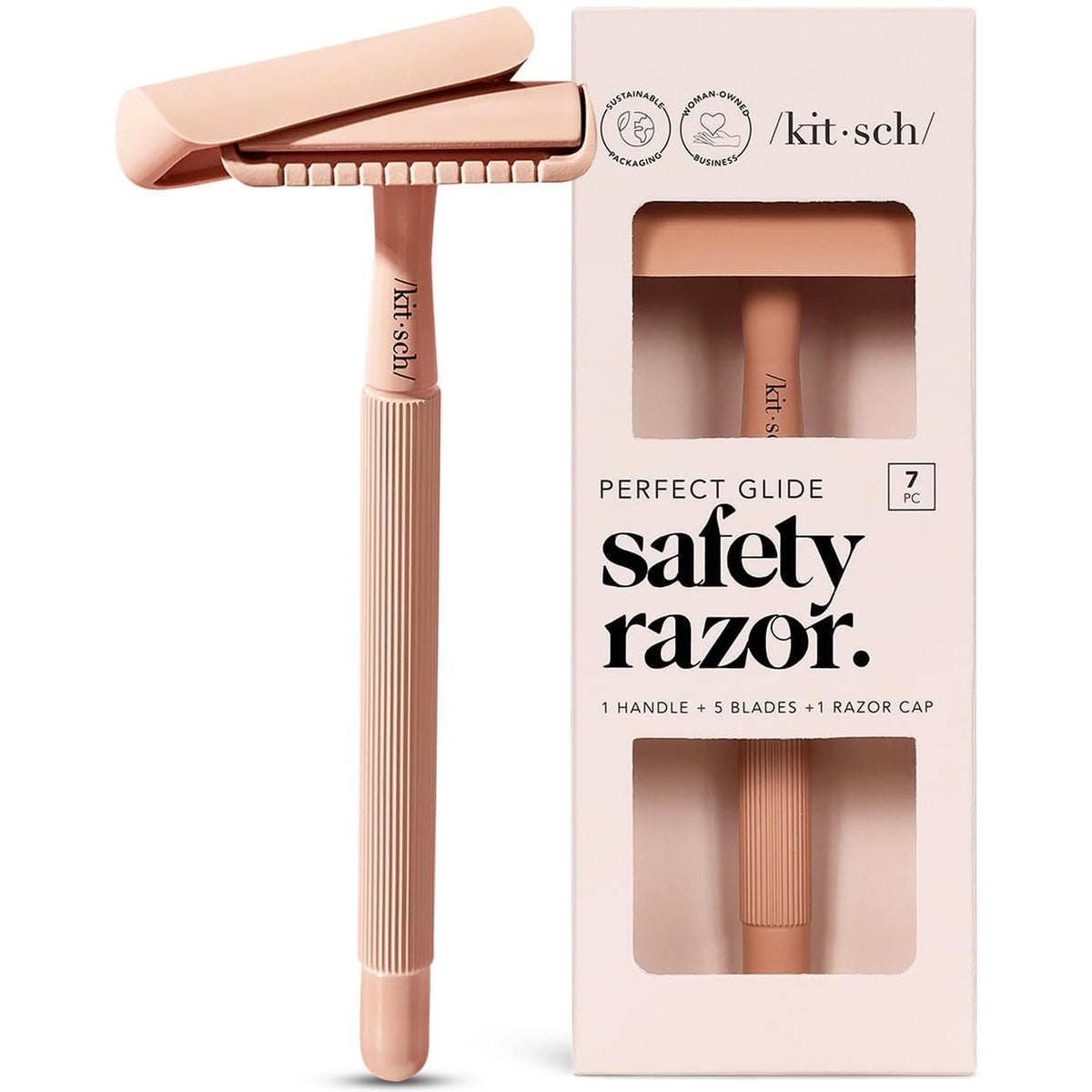 Kitsch double-edge safety razor with metal handle for a smooth shave