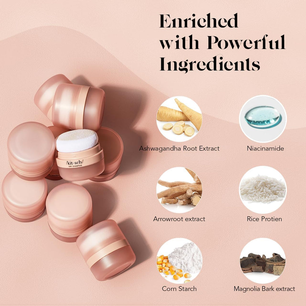 Kitsch Dry Shampoo Powder shows no white cast for a natural-blend finish.