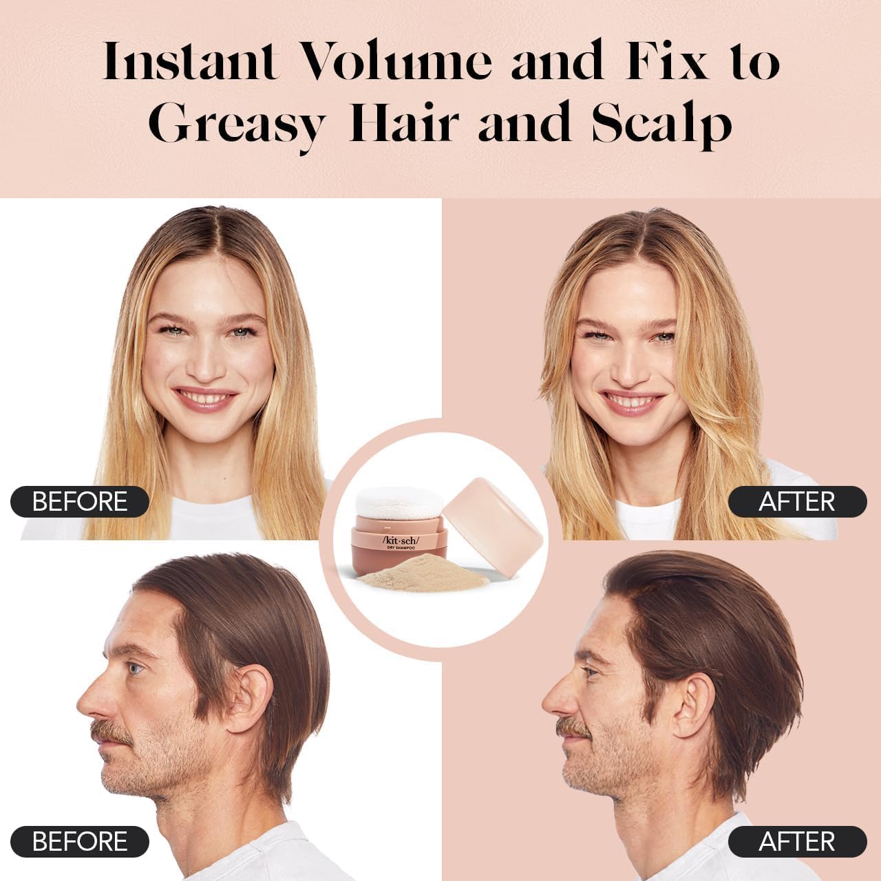 Kitsch Dry Shampoo Powder oil-absorption keeps roots fresh between washes.