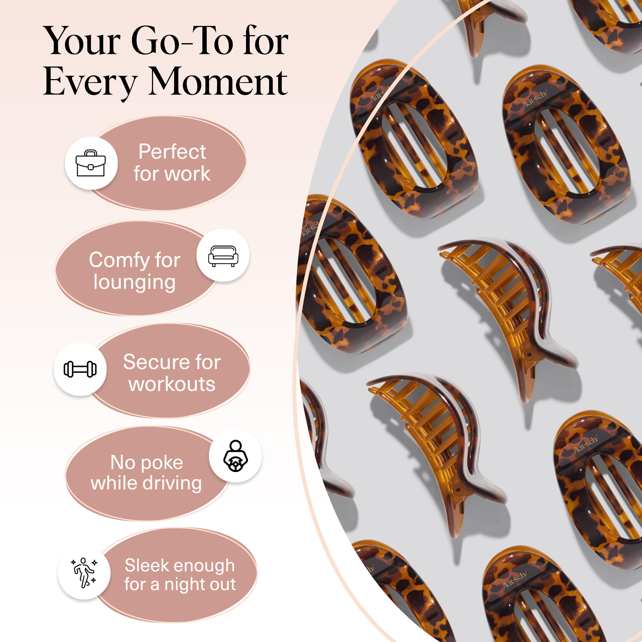 Kitsch durable flat clip withstands daily use with lasting grip.