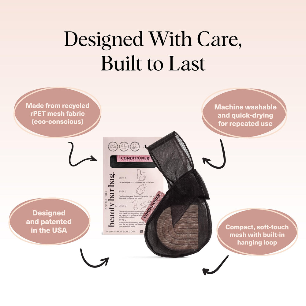 Kitsch Eco-friendly bag replaces bottles, helping reduce plastic waste in your routine.