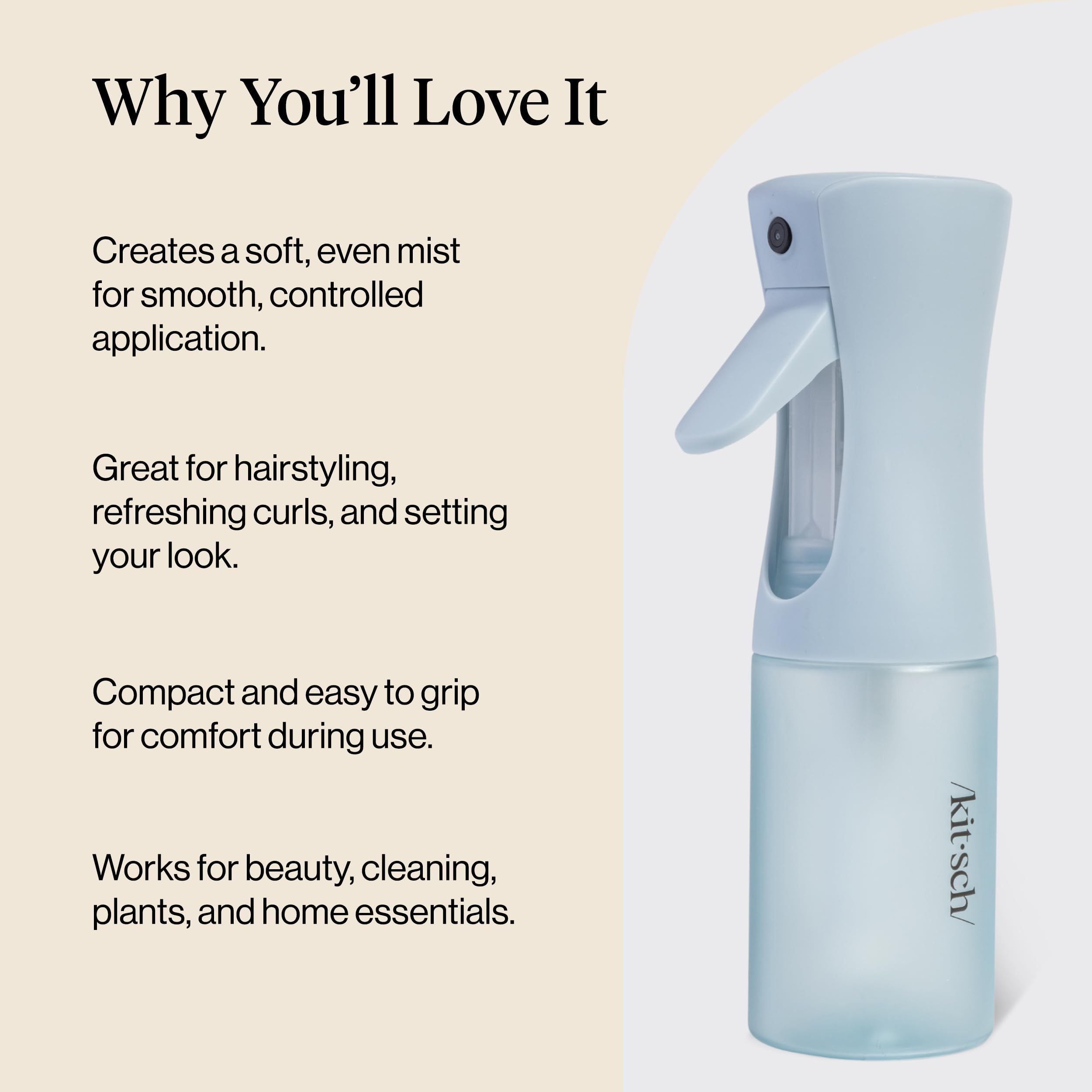 Kitsch eco-friendly hair spray bottle shows sustainable materials.