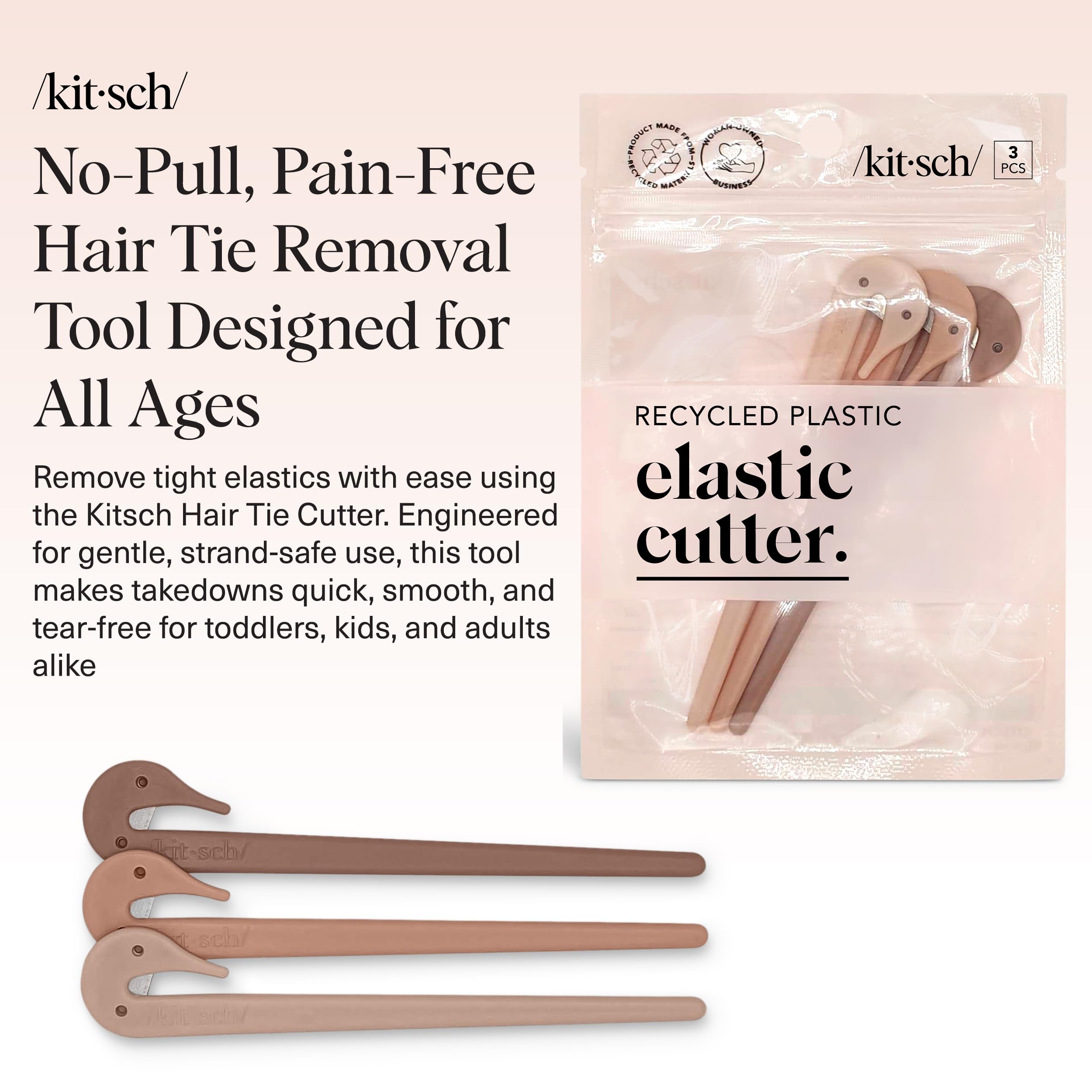 Kitsch hair tie cutter gentle for kids safeguarding delicate strands during detangling.