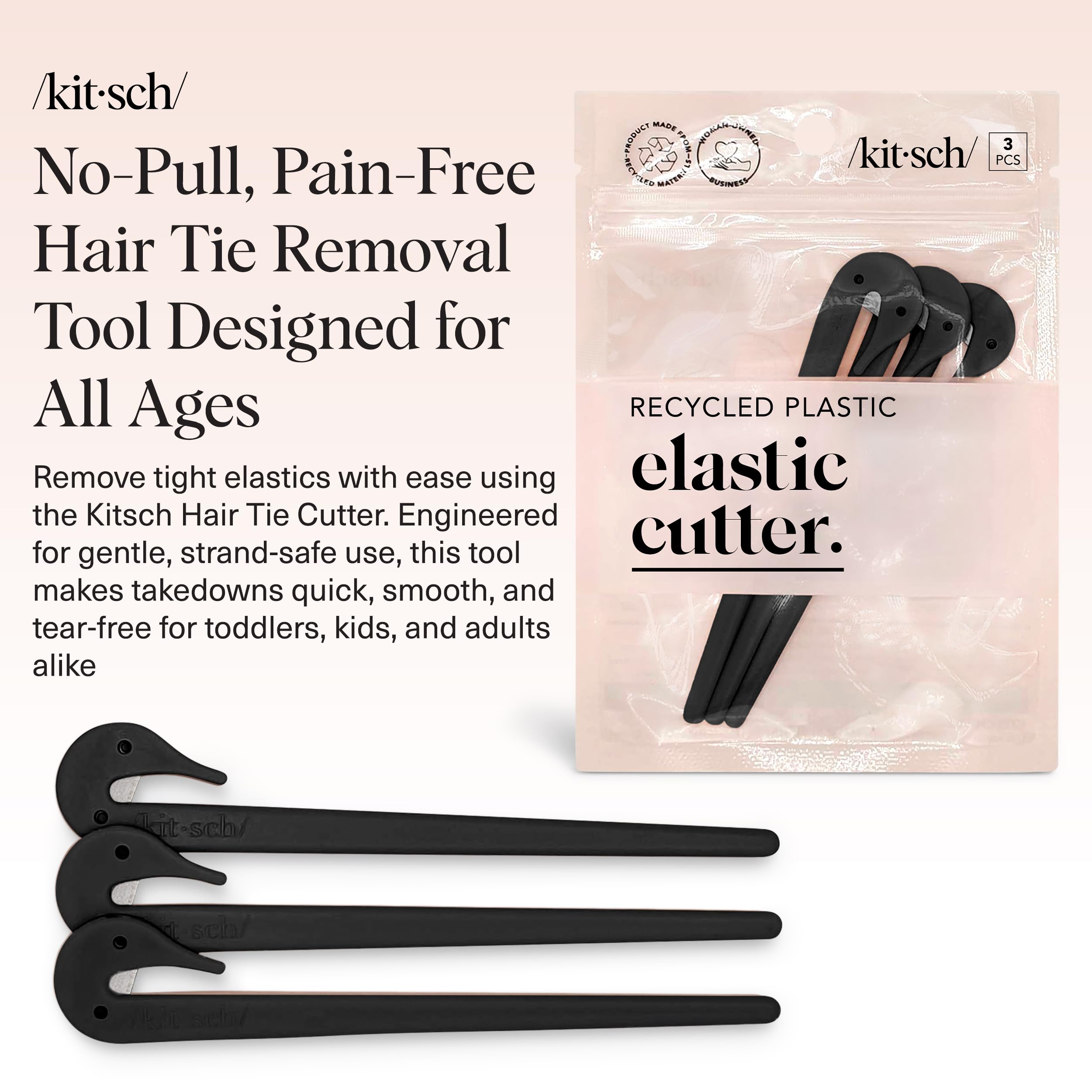 Kitsch hair tie cutter with ergonomic handle enabling smooth no-pull removal