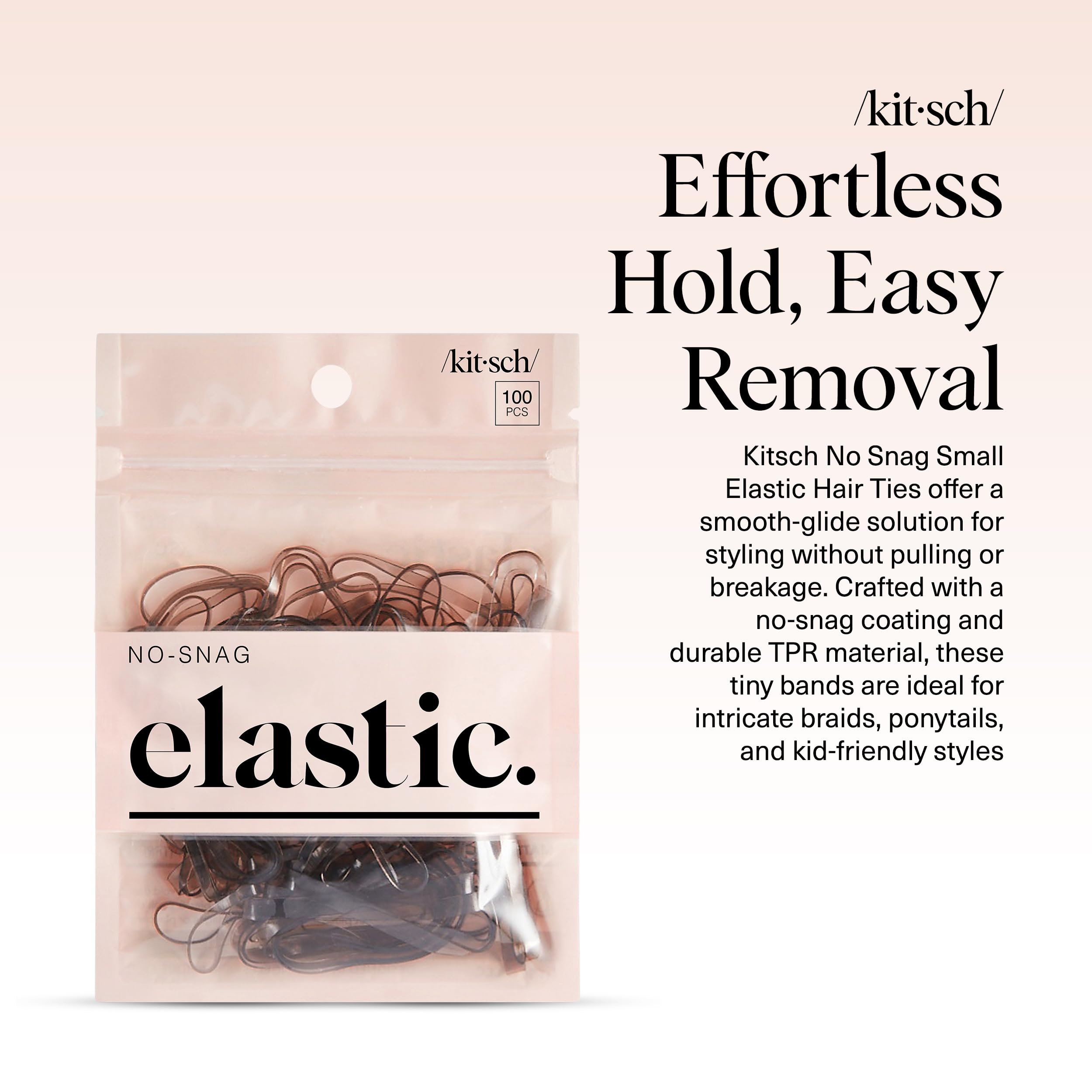 Elásticos Kitsch para cabello sin enganches, ideales para uso diario.
