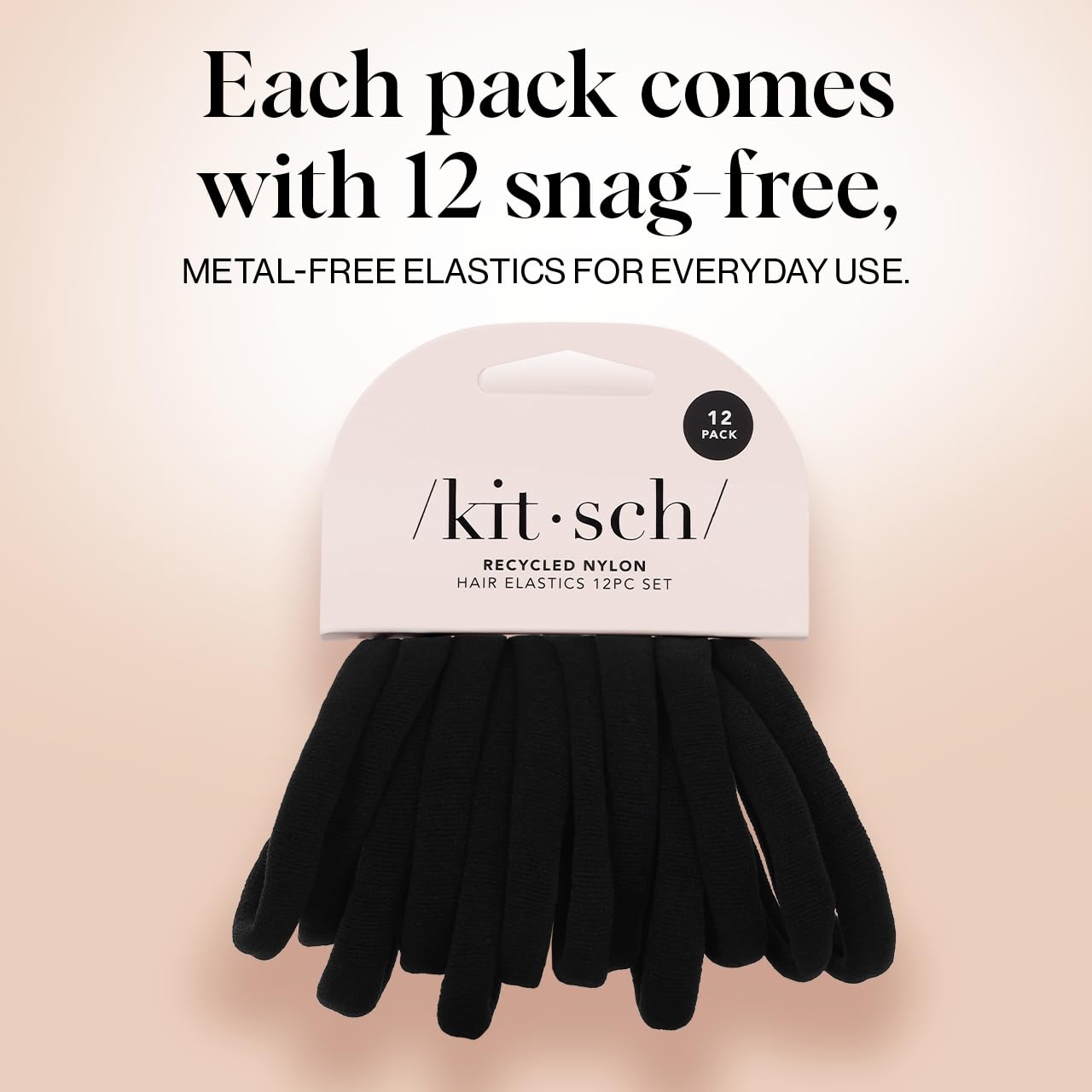 Kitsch ligas pelo nylon negro, empaque compacto para regalo y almacenamiento