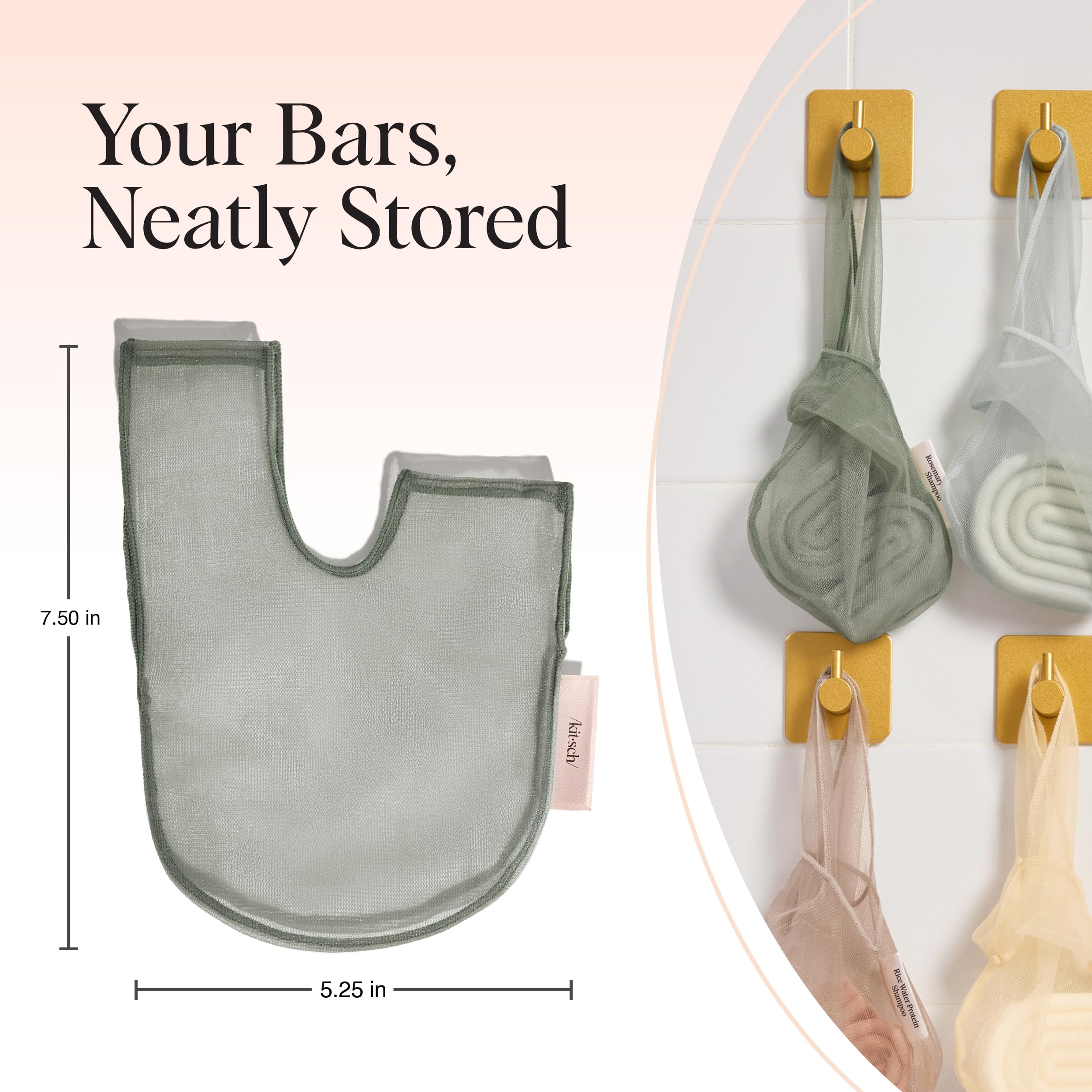 Kitsch exfoliating pouch creates rich lather while cleansing bars.