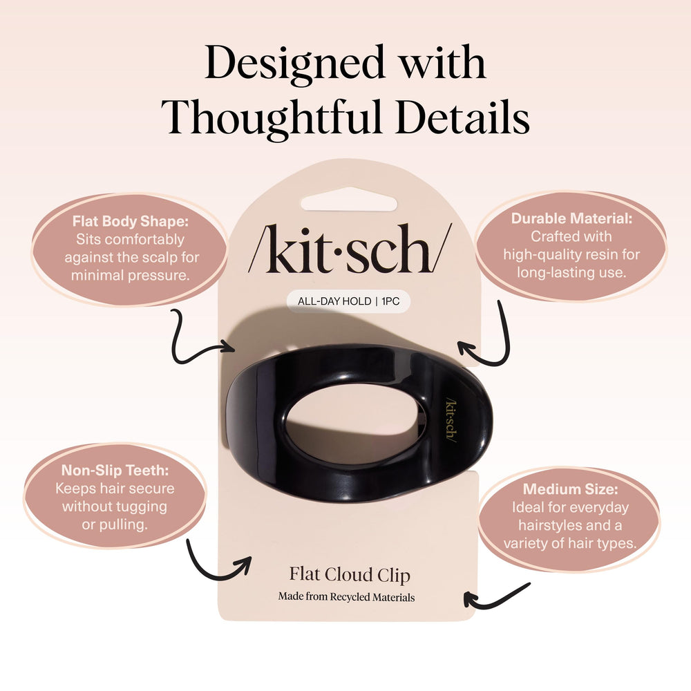 Kitsch flat claw clip delivers all-day comfort with lightweight wear.