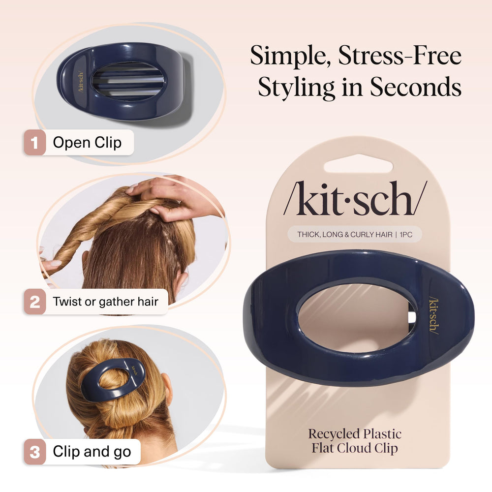 Kitsch clip creates a sleek, modern half-up style.