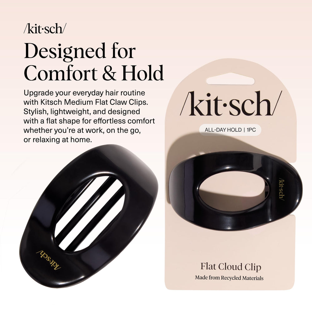 Kitsch flat claw clip on thick hair demonstrates strong non-slip grip.