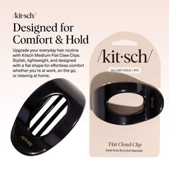 Kitsch flat claw clip on thick hair demonstrates strong non-slip grip.