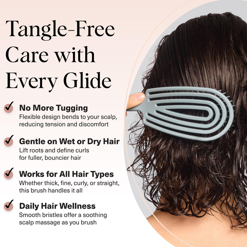 Kitsch Flexi Flow Detangler Brush bristles glide through knots gently.