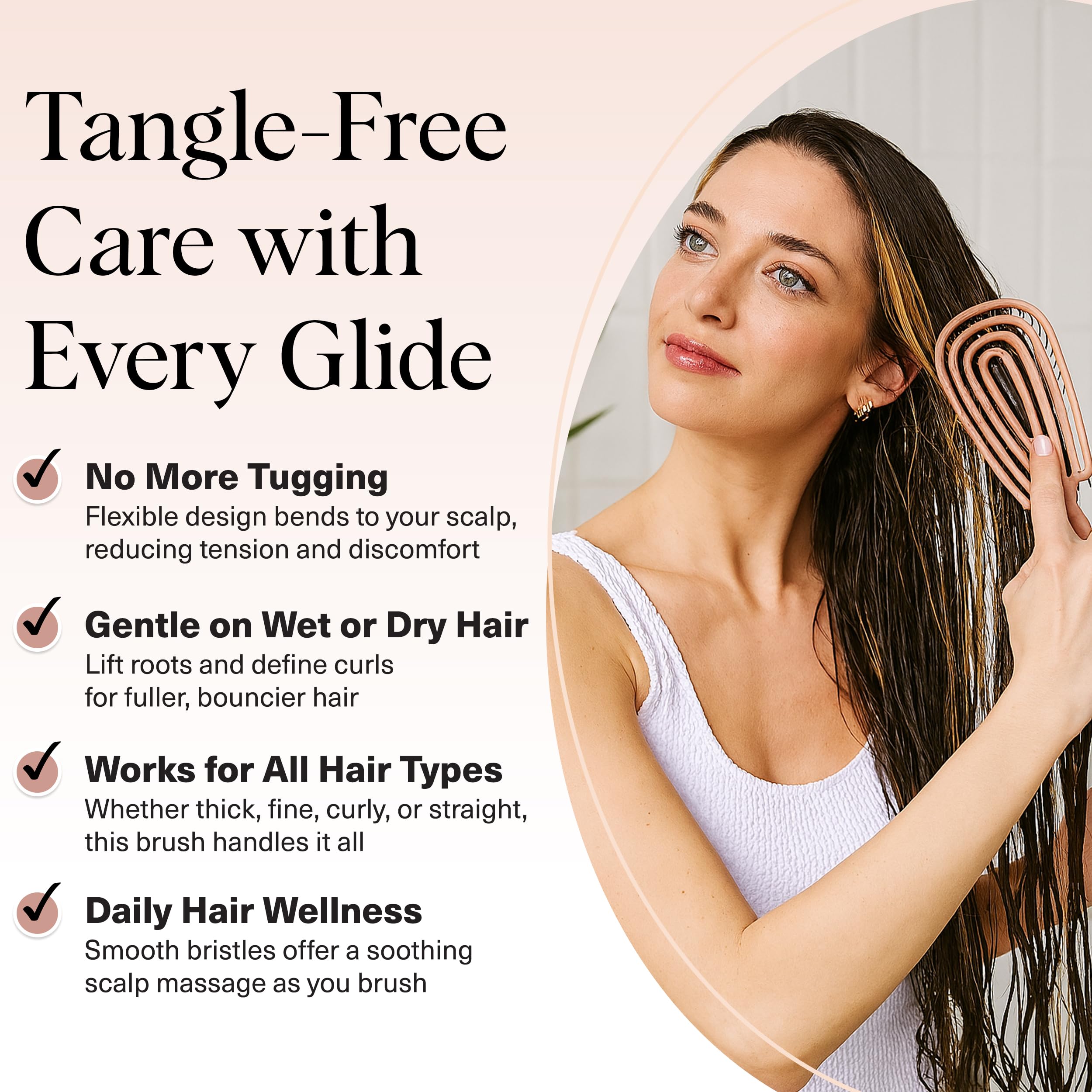 Kitsch Flexi Flow detangler smoothly glides through knots for gentler detangling.
