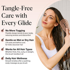 Kitsch Flexi Flow detangler smoothly glides through knots for gentler detangling.