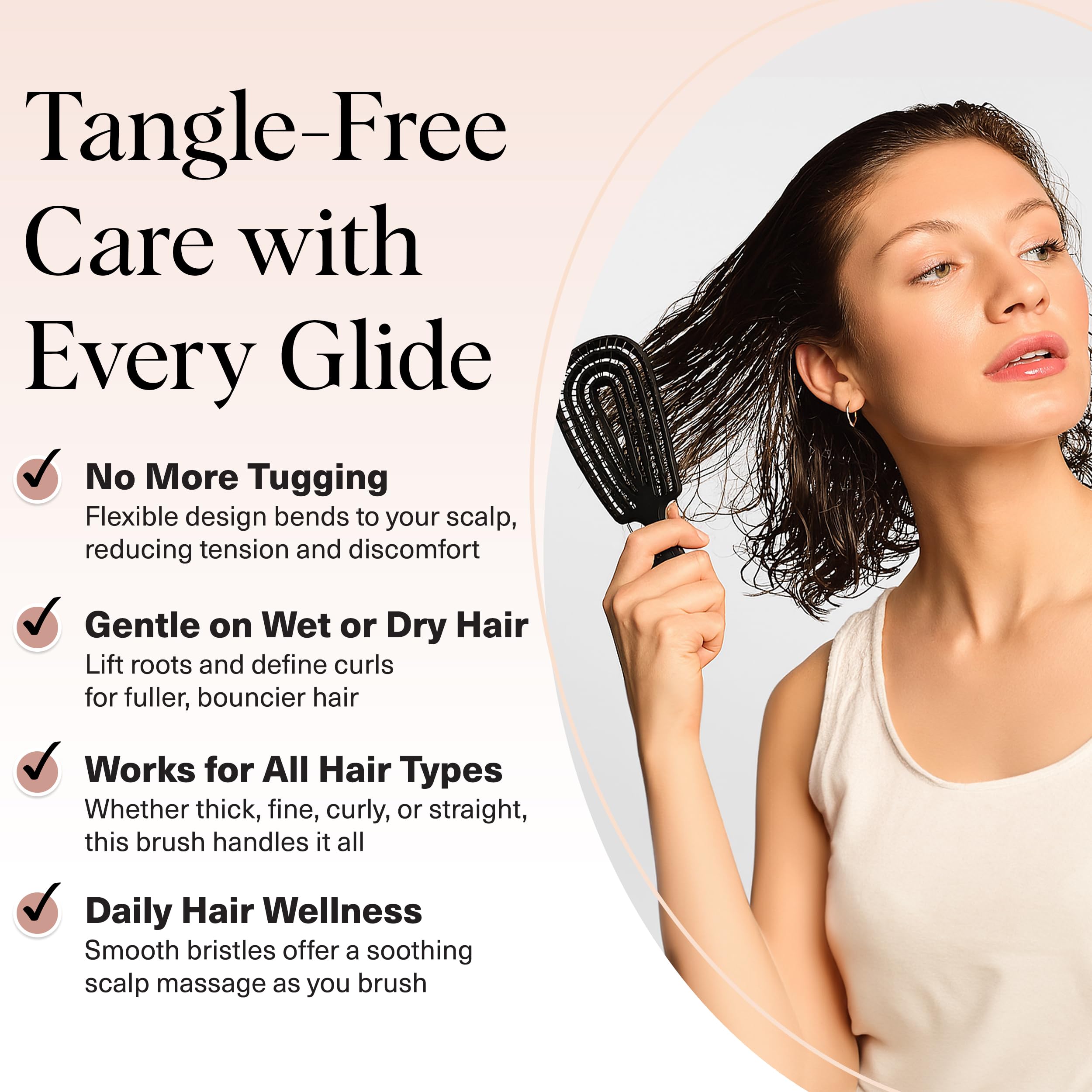 Kitsch Flexi Flow scalp-massage brush glides through knots while stimulating the scalp.