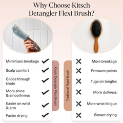 Kitsch Flexi Flow Detangler Brush provides scalp comfort with a light massage.
