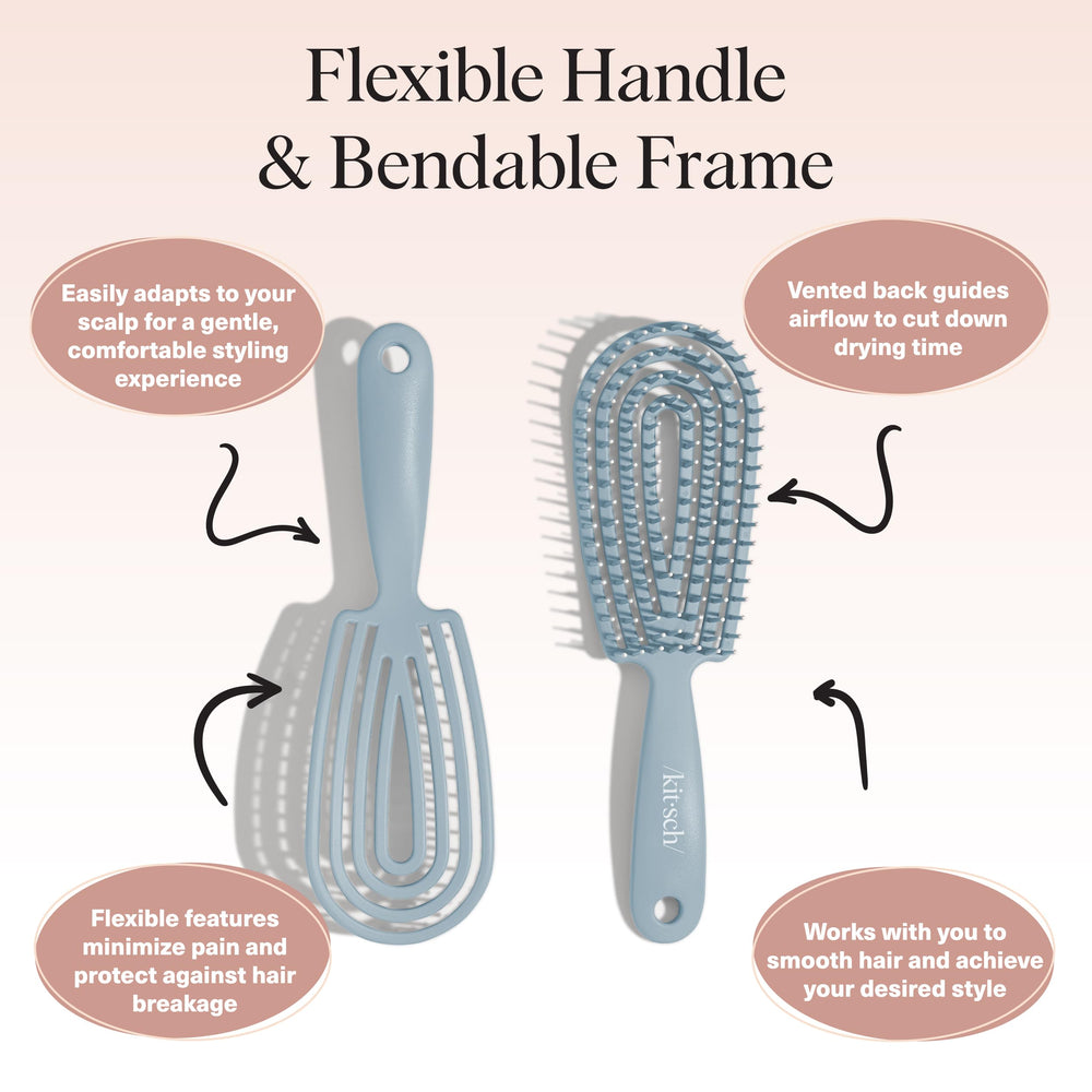 Kitsch Flexi Flow Detangler Brush works on wet or dry hair for versatility.