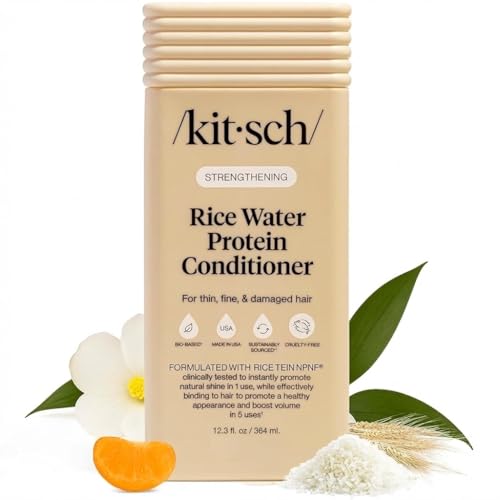 Kitsch fortalezedor con agua de arroz en bote para cabello fino.