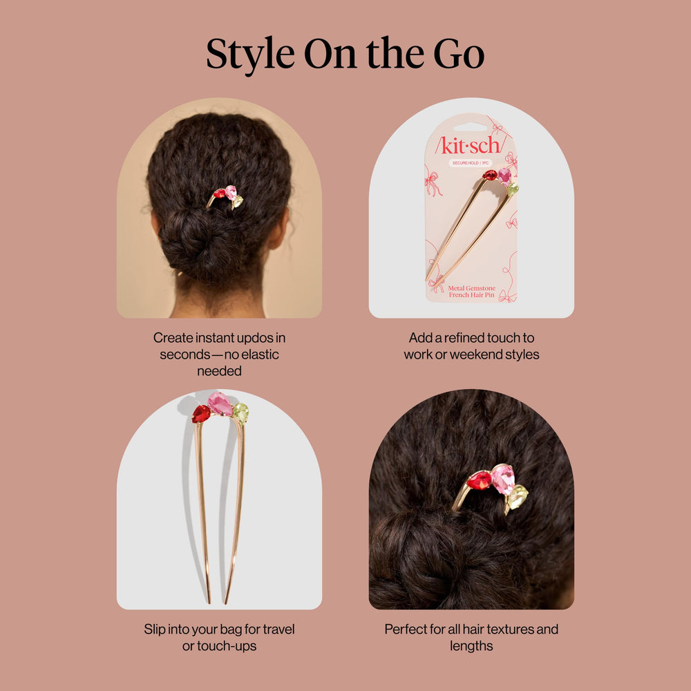 Kitsch French hair pin elegant gold finish for casual to formal looks