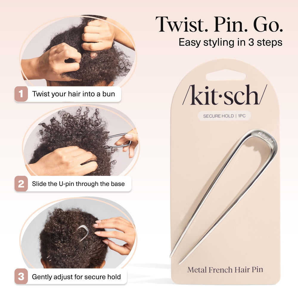 Kitsch French hair pin in compact form fitting a purse or kit.