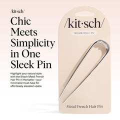 Kitsch French hair pin supporting an elegant updo with comfort.