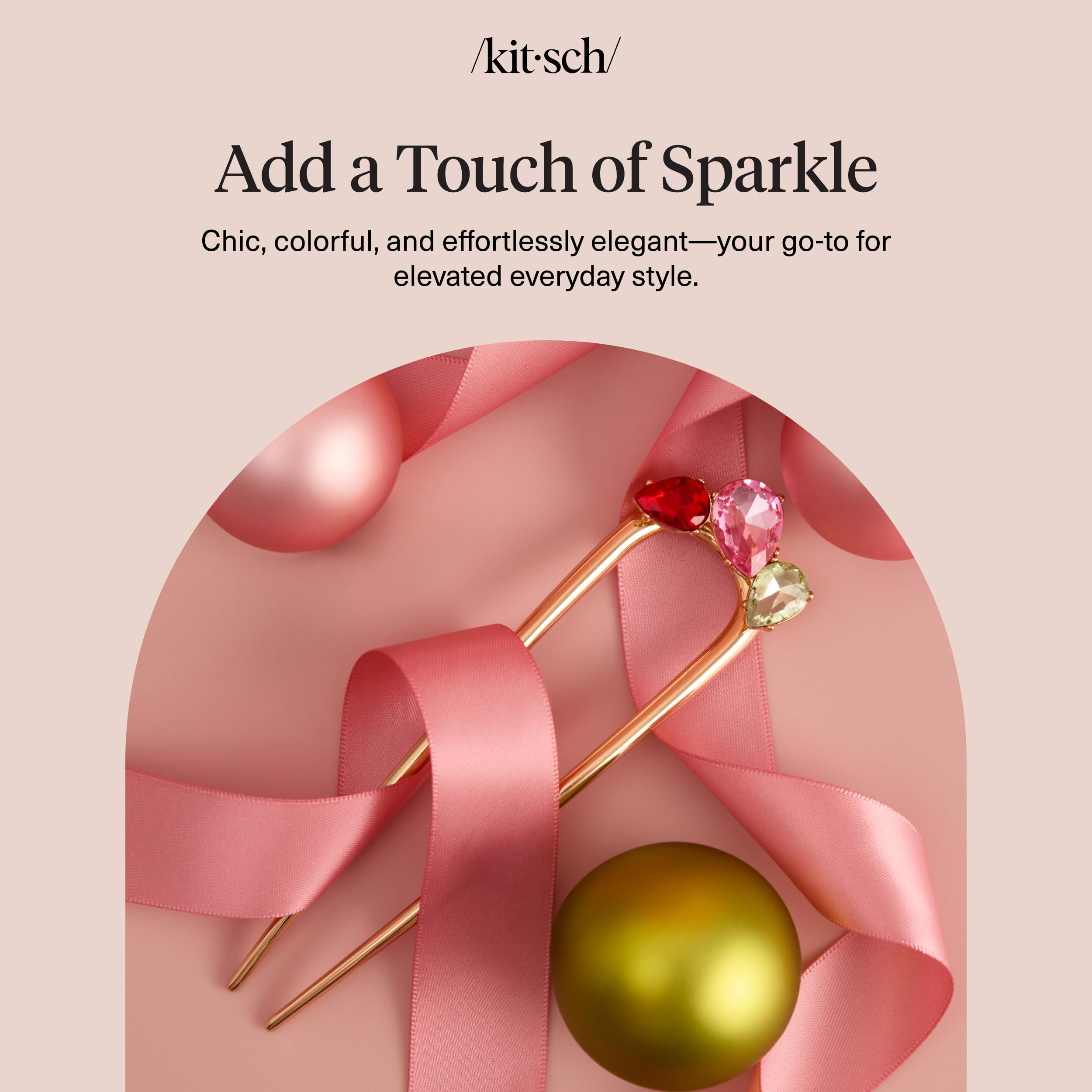 Kitsch French hair pin gold finish with gemstone accents