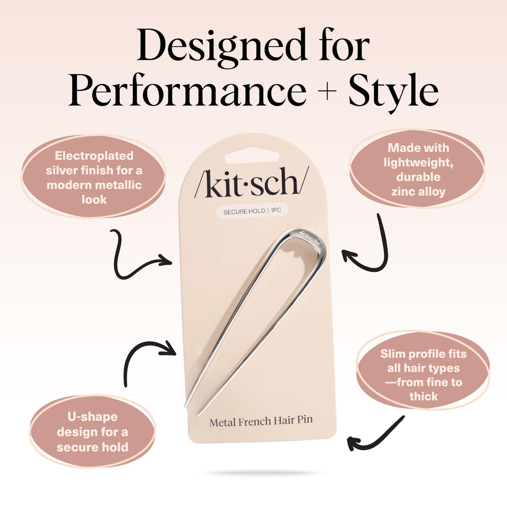 Kitsch French hair pin being carried for travel-friendly styling on the go.