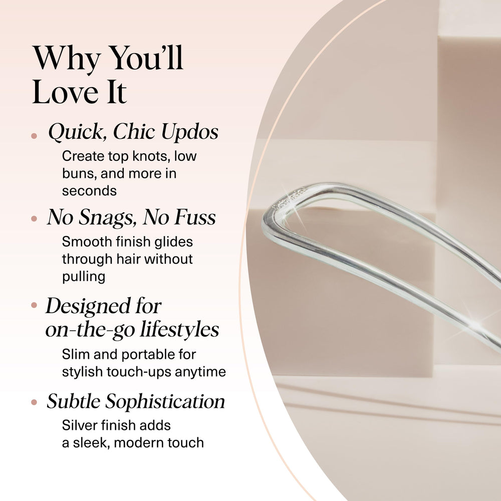 Kitsch French hair pin showing durable metal construction for lasting styling.