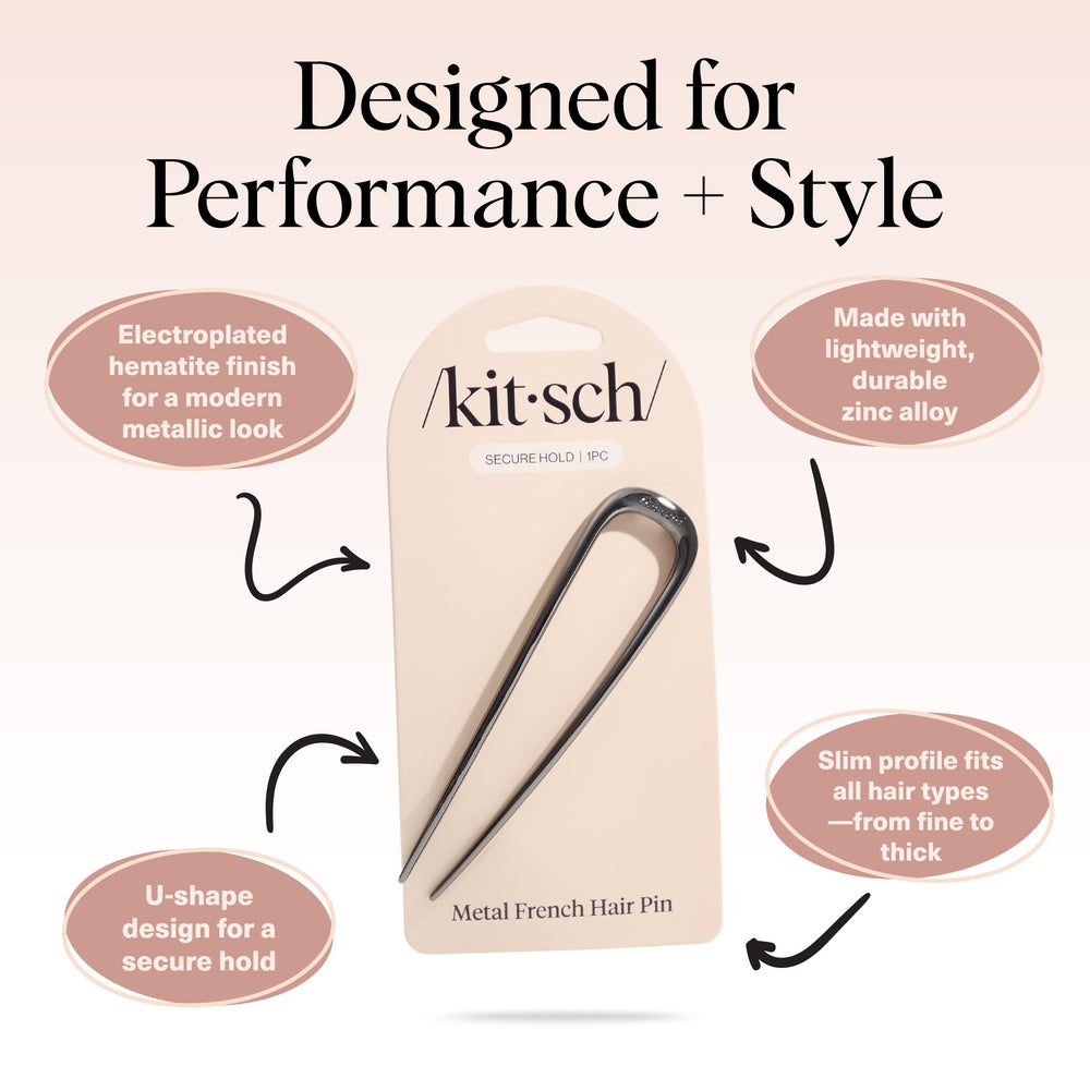 Kitsch travel-friendly french pin fits in a purse for quick on-the-go styling.