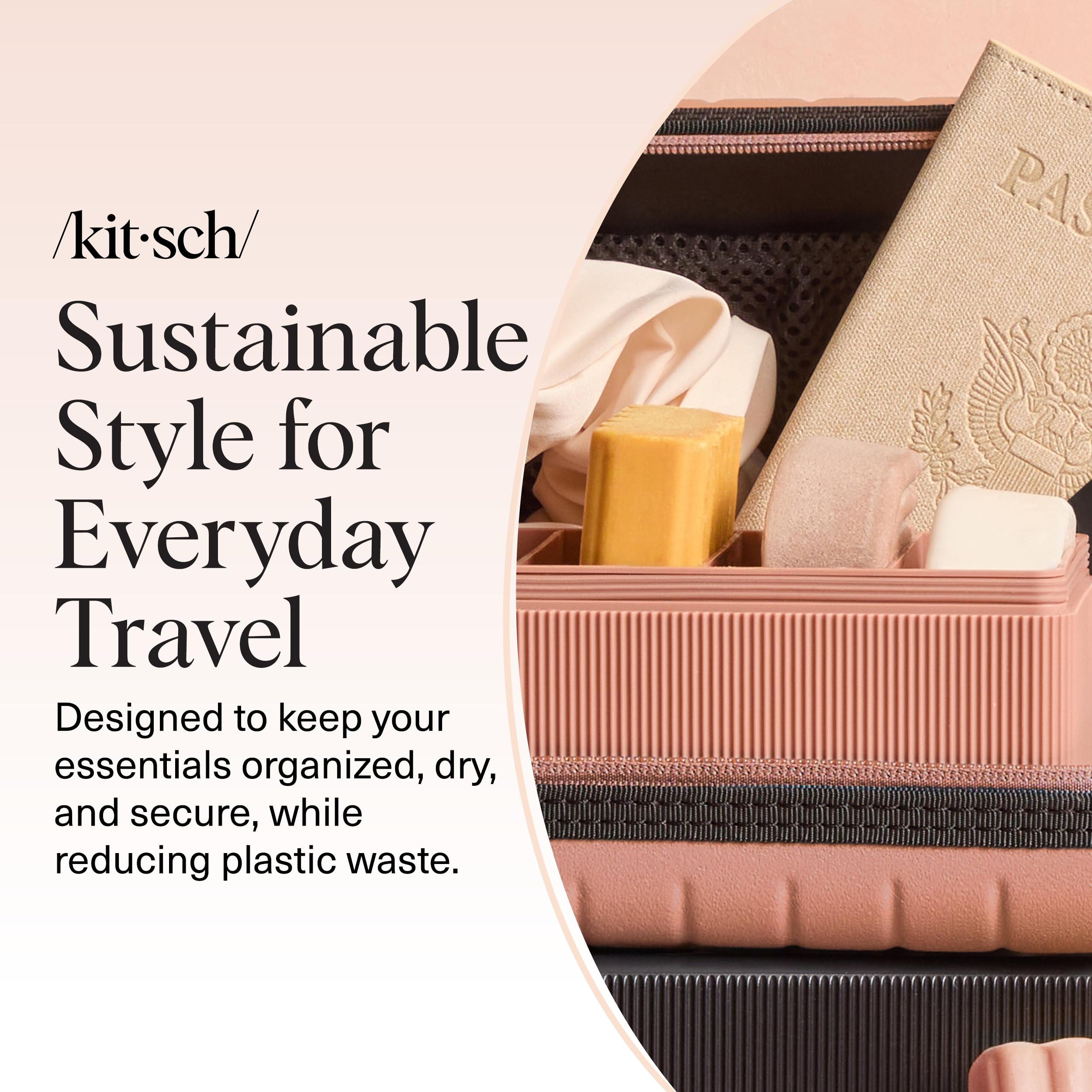 Kitsch travel case stays dry and easy to clean after use.
