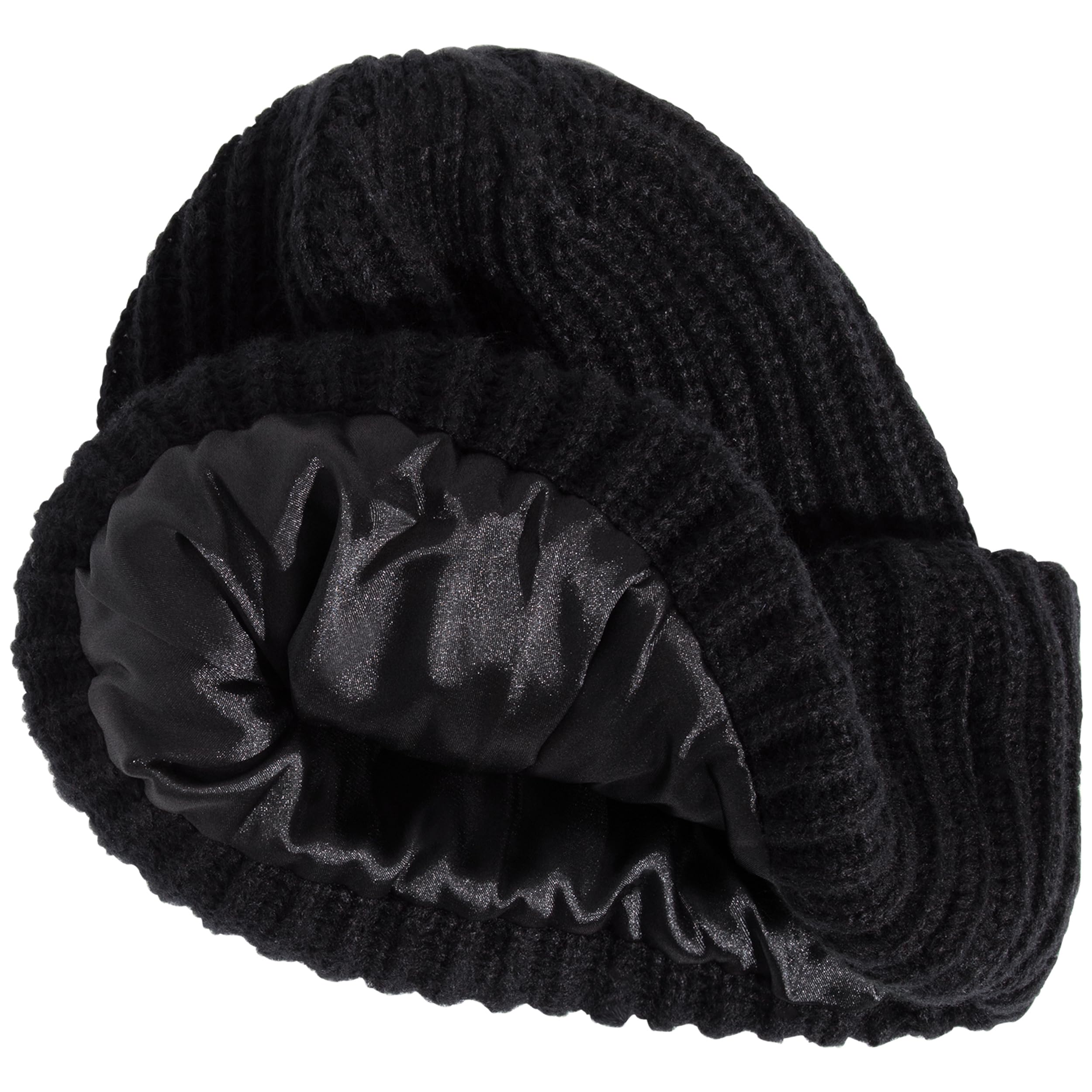 Gorro Glazey de Kitsch con forro satinado negro para cabello suave y protegido.