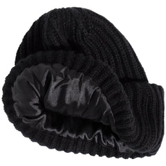 Gorro Glazey de Kitsch con forro satinado negro para cabello suave y protegido.