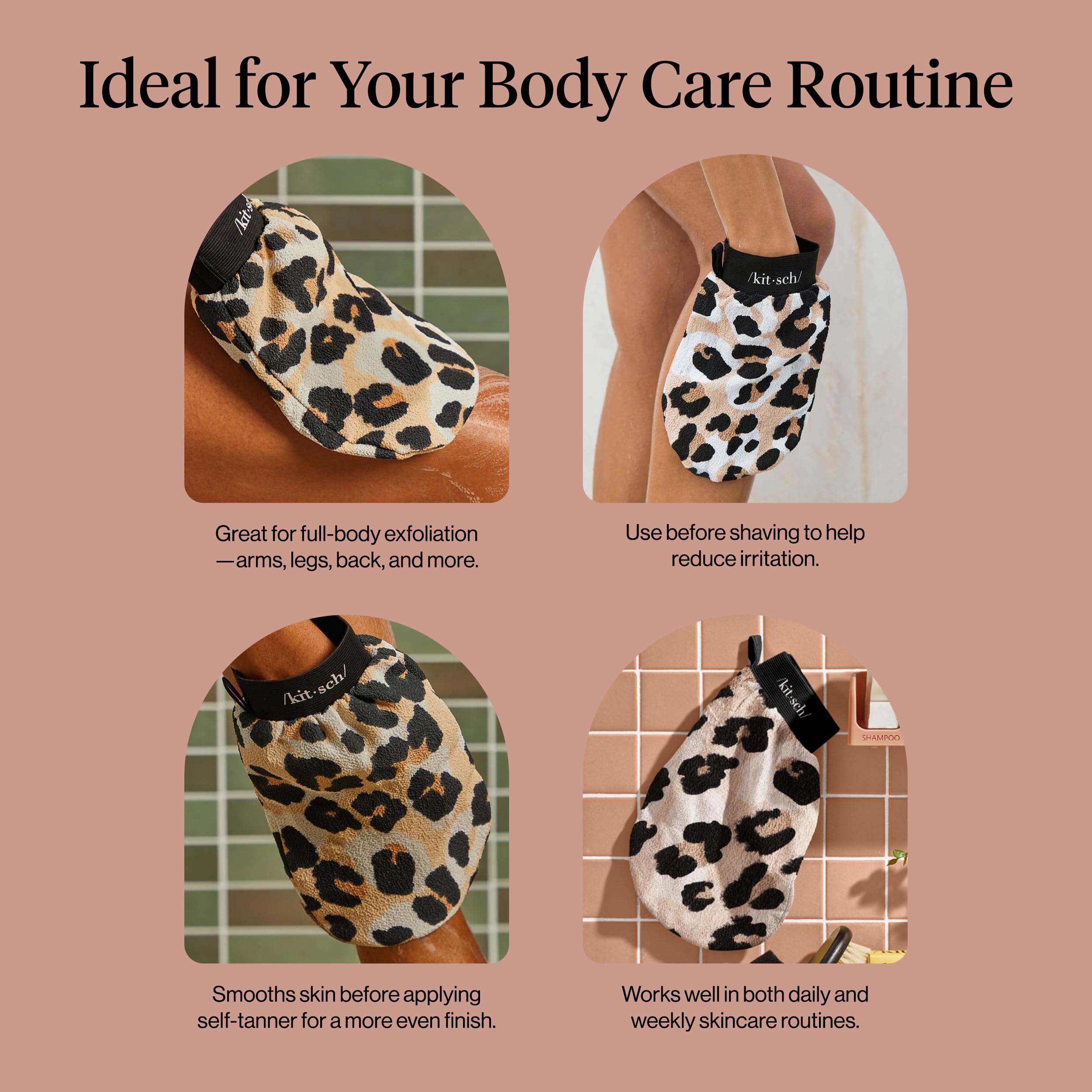 Kitsch Leopardo, exfoliación profunda en el baño para piel más lisa