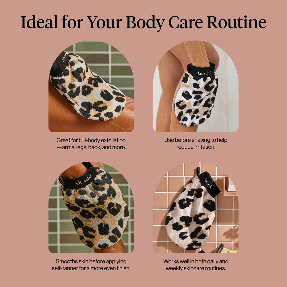 Kitsch Leopardo, exfoliación profunda en el baño para piel más lisa