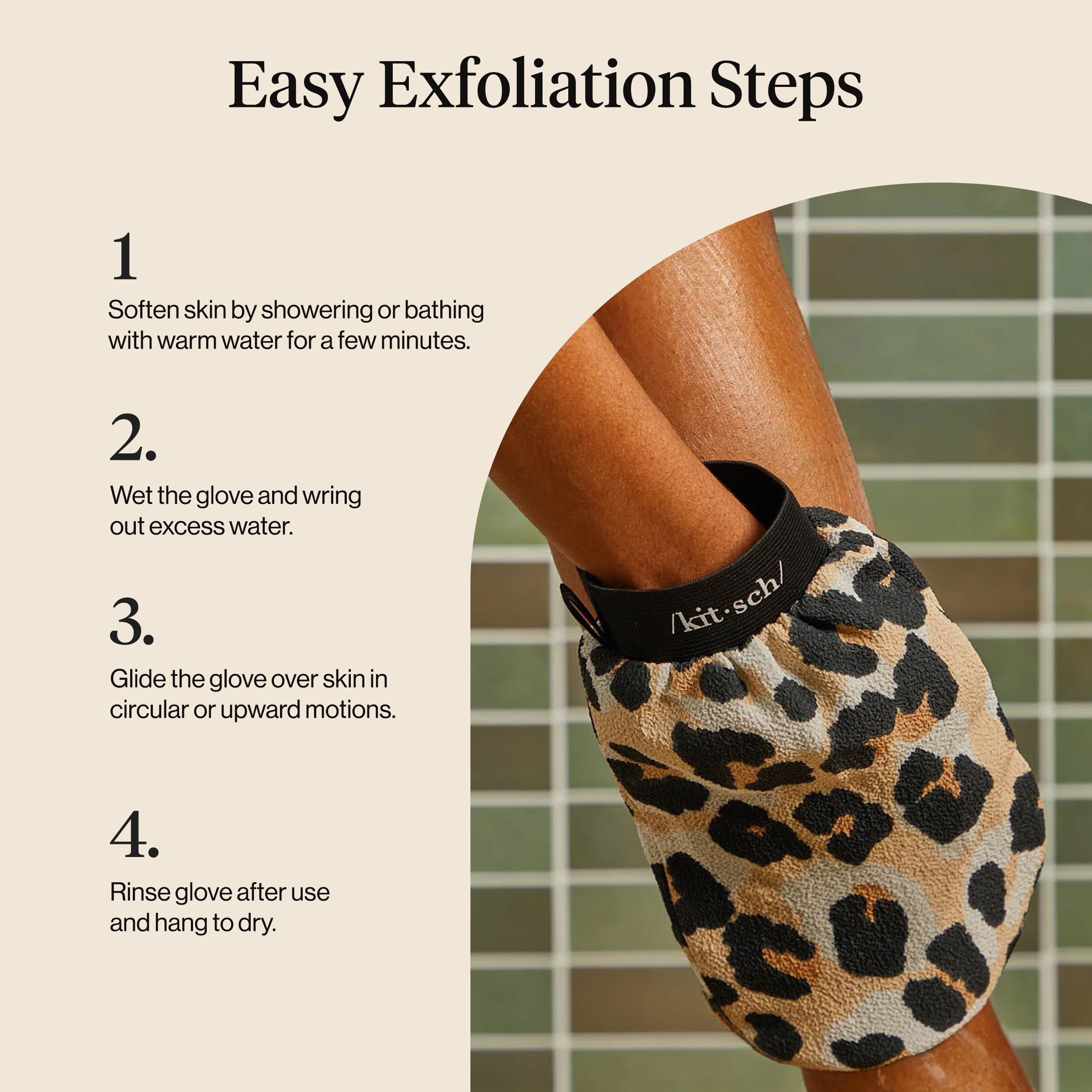 Kitsch Leopardo guante exfoliante, regalo perfecto para cuidado personal