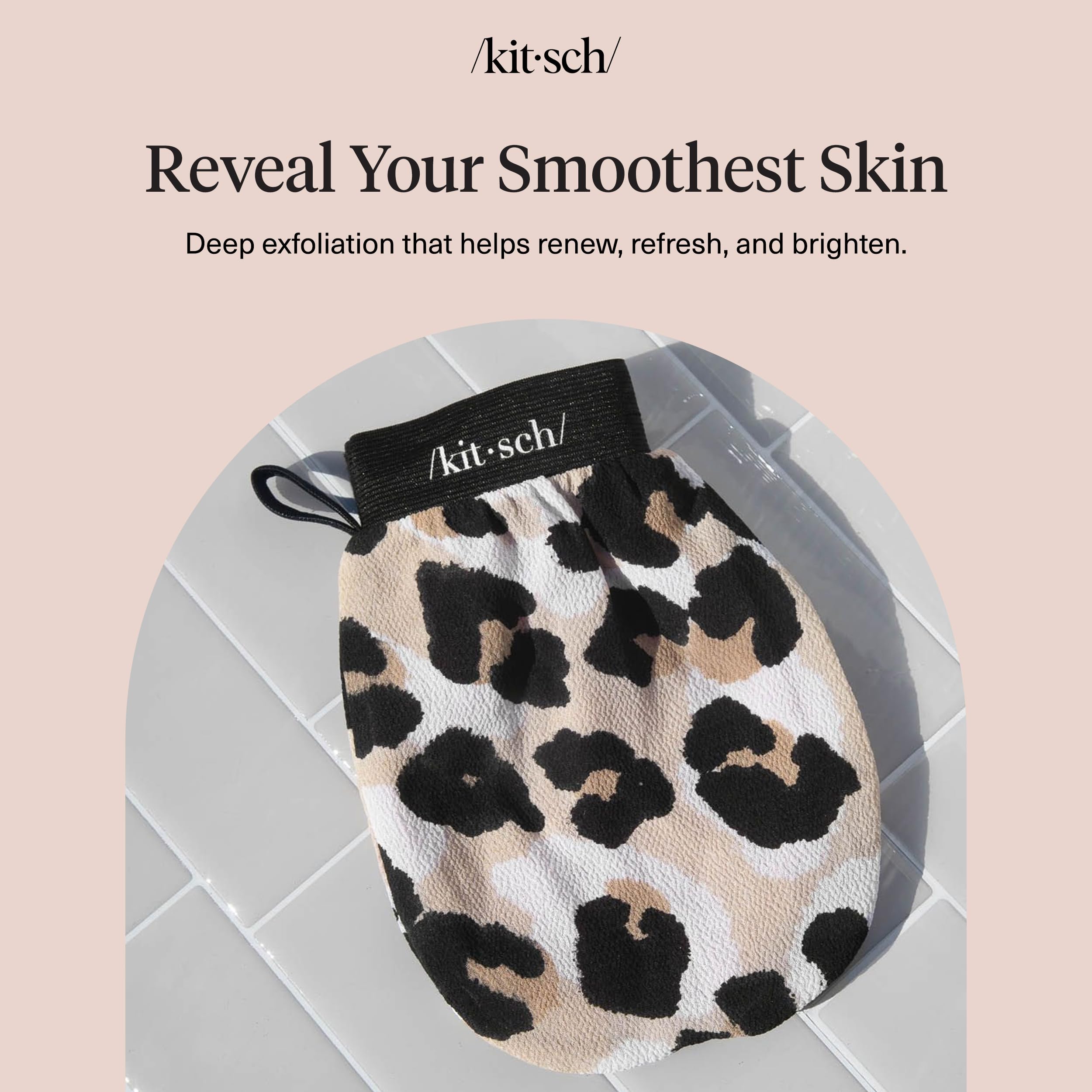 Guante exfoliante Leopardo de Kitsch, mantiene la piel limpia y revitalizada