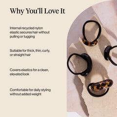 Closeup shows Kitsch recycled materials blend for a sustainable, stylish accessory.