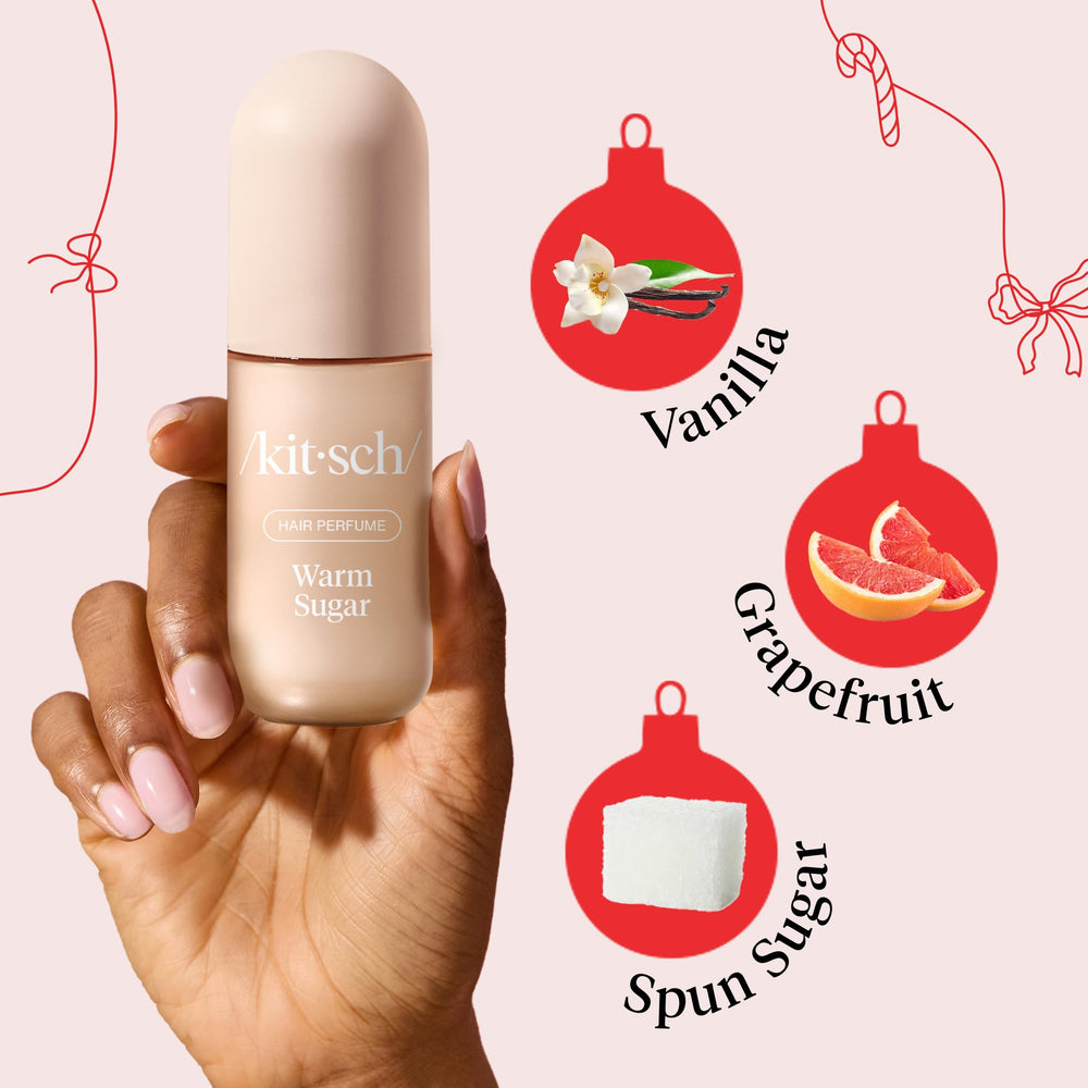 Kitsch Hair Perfume spray application on hair, quick refresh between activities.