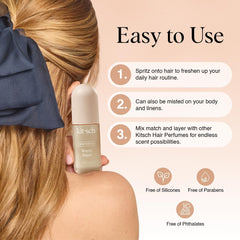 Kitsch Hair Perfume Odor-elimination closeup shows technology neutralizing odors at the source