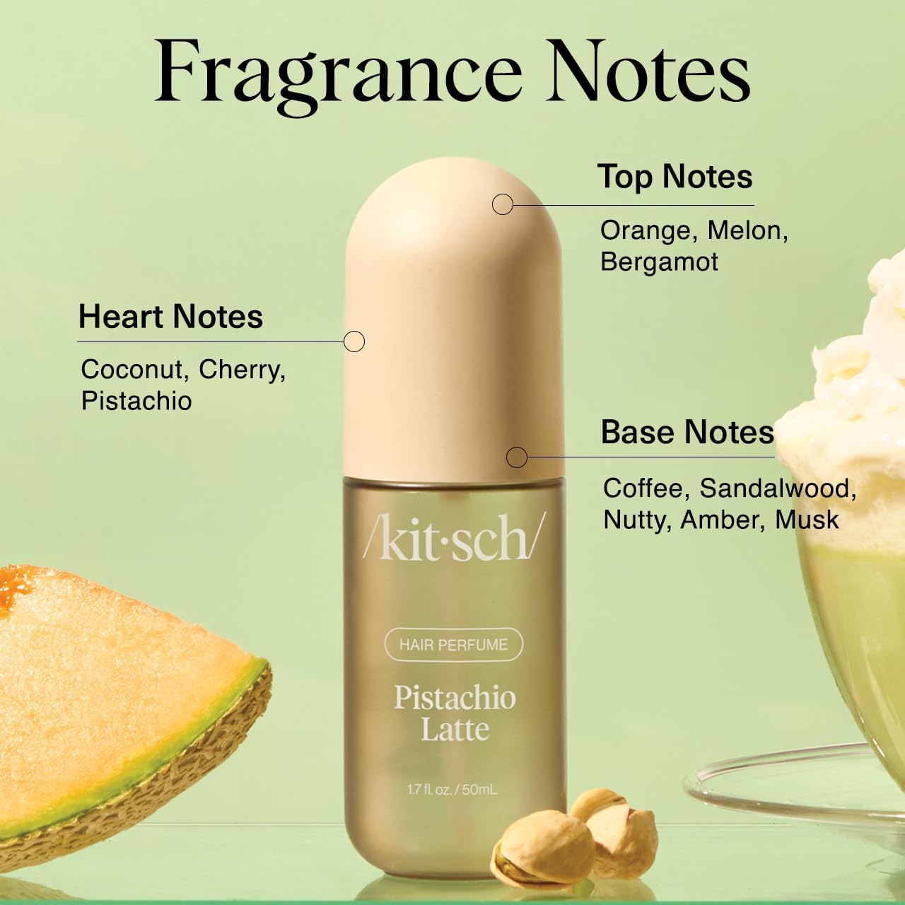 Kitsch Pistachio Latte packaging highlights eco-friendly 30% PCR content