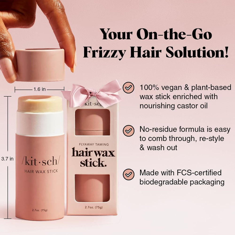 Kitsch Hair Wax Stick en mano para retoque rápido en movimiento